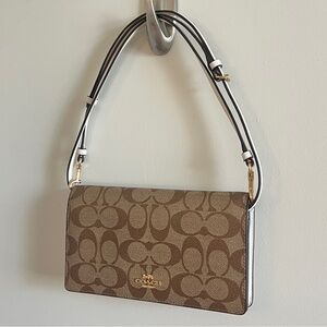 ❌SOLD Coach Brown Monogram Crossbody Bag with Gold Hardware